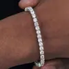 Pulseira Simples Redonda de Zircônia Strass 4mm, Fashion e Versátil, Estilo Hip-Hop, Nicho Europeu e Americano Transfronteiriço, Pulseira Unissex