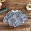 INS Otoño/Invierno Bebé Cuello Redondo Pequeño Cuadros Manga Larga Harper Traje de Gateo para Bebé Niña