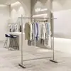 Estante de exhibición para tienda de ropa extra grueso, perchero de acero inoxidable, perchero de isla independiente, estante de exhibición para ropa de hombre y mujer