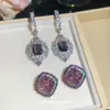 Pendientes de Flor Cuadrada de Circonita con Aguja de Plata, Pendientes Elegantes y Lujosos de Estilo Palaciego con Artesanía de Nicho, Pendientes de Lujo Ligero de Gama Alta