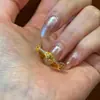 Anillo Estilo Vintage Flor de Iris Diez Flores Incrustaciones de Diamantes Chapado en Oro de 24K Color Duradero Anillo Apilable de Nicho