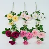 Flor Artificial Realista de Rosa com 3 Cabeças para Decoração de Janela, Flor de Seda para Arranjos de Casamento, Decoração de Casa para Sala de Estar