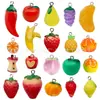 Resina Lindo Dibujo Animado Realista 3D Fresa Limón Fruta Llavero Colgante Accesorio DIY