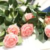 Tacto Suave Humectante Flor Rosa Ramo de Flores de Seda Ramo de Flores de Seda Juego de Jarrón Sala de Estar Interior Decoración del Hogar Adornos