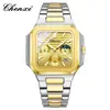 CHENXI Novo Relógio Multifuncional Masculino Versátil Mostrador Quadrado Escondido Estilo Clássico Fashion Luminoso À Prova d'Água