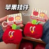 Muñeca de Manzana Pequeña de Dibujos Animados Lindos Set de Tres Piezas Colgante para Niñas, Monedero para Auriculares, Bolsa de Almacenamiento, Correa, Colgante Pequeño para Mochila