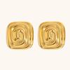 Brincos Labirinto Quadrado Transfronteiriço Europeu e Americano Aço Inoxidável Banhado a Ouro 18K Elegantes Geométricos Populares Modernos Estilosos para Mulheres