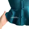 Suéter de Tricô Azul Azul Claro Verde Azulado Decote V Profundo Manga Longa Corte Evasê para Mulheres, Primavera e Outono, Top Justo na Cintura
