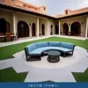 Sofá Curvo Combinado para Villa al Aire Libre Sofá Tejido de Ratán Casual para Jardín Patio Muebles de Sofá Metálico Curvo para Terraza