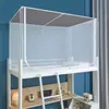 Mosquitero Estudiante con Techo Cuadrado y Tres Puertas, Modelo Estudiante para Dormitorio, Mosquitero de Cama a Prueba de Polvo con Cremallera para Dormitorio Estudiantil, Incluye Poste para Ventilador