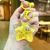 Chaveiro Estrela do Mar Patrick Estrela Acrílico com Areia Líquida Preenchida Óleo Estrela de Cinco Pontas Decoração de Bolsa Chaveiro Atacado
