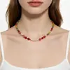 Pulseira de Pérola de Formato Irregular com Pedra Colorida Colar de Contas Dopamina Gargantilha de Cristal Feita à Mão Corrente para Clavícula