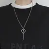Colar Mosaico Coração Aço Titânio 2025 Novo Estilo Personalizado Popular Ins Estilo Cool Acessórios Hip-Hop Corrente para Suéter