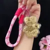 Lingote de Oro Puro 999 Dios de la Riqueza Gato de la Suerte Hello Kitty Gato Cadena de Teléfono Dorada Llavero Colgante para Bolso