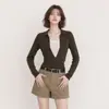 Suéter Tejido de Estilo Vintage Old Money con Solapa, Falso Dos Piezas, Nuevo Otoño 2026 para Mujer, Ajuste Delgado, Versátil, Elegante