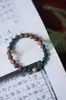 Pulsera Auténtica de Madera Qinan Verde Ágata Malaquita Cristal Fantasma Rojo del Sur Cuentas de Oración Budista Joyería de Madera Vintage de Nicho