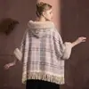 Capa de Mujer con Cuello Grande de Piel y Lentejuelas, Cardigan Grueso con Forro de Polar para Otoño e Invierno con Borlas y Capucha