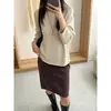 Nuevo Suéter de Punto Coreano Dongdaemun Otoño 2026 Elegante Casual Hombros Descubiertos Hueco Manga Larga