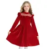 Vestido Largo con Volantes Manga Larga Princesa Navidad Ropa Infantil Vestido para Fiesta Navideña Niñas Malla