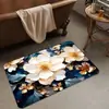 Alfombra de Baño Floral 3D de Lujo Ligero con Toque de Alta Gama, Felpudo Decorativo para el Hogar Antideslizante, Alfombrilla Absorbente para Pies de Baño