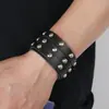 Pulsera de Cuero de Vaca de Moda Estilo Punk Nuevo Europeo y Americano Tres Filas de Remaches Pulsera Ancha de Cuero para Hombre Joyería Periférica de Animación