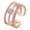Comércio exterior venda quente Amazon criativo moda coreana anel de diamante aberto de três camadas feminino tamanho ajustável multicamadas