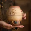 Juego de Té Portátil Copa Voladora del Ciervo de Nueve Colores de Dunhuang: Una tetera y tres tazas para té, perfectas para viajar y acampar al aire libre