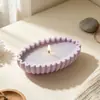 Molde de silicona para cuenco de almacenamiento ovalado con borde ondulado estilo Ins, molde para plato de frutas a rayas plisadas, molde para taza de vela a rayas