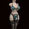 Nuevo Conjunto Sexy de Tres Piezas de Colores, Medias Brillantes de Encaje, Lencería Sexy, Dispositivo de Masturbación de Silicona, Dedicado para Muñecas