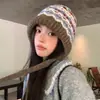 Gorro Jacquard Estilo Fair Isle para Mujer, Gorro de Punto Colorido de Alta Gama para Otoño e Invierno, Gorro de Lana Grueso Cálido que Protege los Oídos