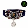 Pulseira de Couro Luminosa 12 Constelações para Homens e Mulheres Presente de Casal Pulseira de Contas Multicamadas Feita à Mão Joia de Mão Criativa Atacado