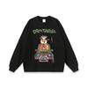 Camiseta de manga larga lavada con estampado de dibujos animados de anime japonés para hombre, top básico retro de moda nacional de gran tamaño para pareja, otoño