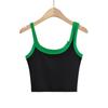Novedad de verano 2022, camiseta sin mangas ajustada con contraste de color y cuello redondo con tirantes cortos de estilo europeo y americano, ribete de color en contraste