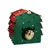 Casa de gato em feltro em formato de árvore de Natal, toca de gato com tema festivo, esconderijo de gato destacável e conectável, casa de gato de inverno para animais de estimação. Tamanho: 25 cm de comprimento, 19 cm de largura, 23 cm de altura.