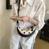 Bolso Pequeño de Lunares Retro en Forma de Media Luna, Bolso Cruzado de Moda con Contraste de Color, Estilo Coreano Casual Simple Versátil Bolso de Hombro Elegante para Mujer