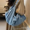 Bolso de mezclilla de gran capacidad, moderno, versátil, retro, para ir al trabajo, tipo tote, multiusos, para llevar bajo el brazo, estilo casual, de hombro o cruzado.