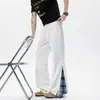 Pantalones casuales de cuadros patchwork para hombre, 190 cm de alto, extralargos, holgados, ligeramente acampanados, pierna recta, pants deportivos, talla grande