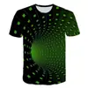Europa e Estados Unidos Transfronteiriços espiral geométrica 3D impressão digital camiseta manga curta gola redonda pulôver homens e mulheres camiseta 3D impressão digital