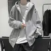 Moletom com capuz espesso forrado de fleece para outono e inverno masculino, corte solto, tamanho grande, com zíper para estudantes, à prova de frio, jaqueta quente, cardigã