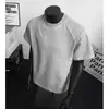 Nova Camiseta Casual de Moda Masculina de Verão 2026 com Ombros Retos, Toque de Luxo, Blusa Redonda Patchwork