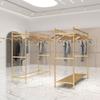 Tienda de ropa Zhongdao estante de exhibición de doble fila Perchero dorado audaz tienda de ropa para hombres y mujeres estante de exhibición de doble poste de pie