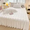 Saia de cama acolchoada 100% algodão, peça única, novo estilo princesa 2026, cobre-leito espesso 100% algodão, capa à prova de poeira, cobre-leito com bainha escondida