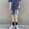 Shorts Jeans Feminino Verão 2021, Cintura Alta, Emagrecimento, Estilo Hong Kong, Soltinho, Comprimento Médio para Baixinhas
