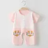 Ropa de una pieza para bebé recién nacido verano mameluco de manga corta 0 ropa de verano para bebé niña niño 1 año 6 delgado 3 meses algodón puro