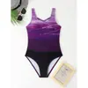 2026 Nuevo Traje de Baño para Mujer de Amazon Comercio Exterior Europeo y Americano Color Degradado de Una Pieza Moderno Deportivo Conservador Ropa de Baño para Playa