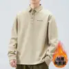Sudadera con solapa para hombre Otoño e Invierno 2025 Nueva Casual Americana Holgada de Terciopelo Engrosada Manga Larga Camisa Polo Superior