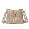 Bolso de Hombro con Borlas Retro Árabe de Primavera 2026 para Mujer, Bolso Cruzado de Gran Capacidad, Estilo Étnico de Moda con Correa Ancha