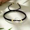 Pulsera Hebilla Ping An de Cinabrio Pulsera de Jade Vintage para Pareja Versátil Blanco Año de la Vida Tejida Transferencia Cuerda Roja
