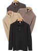Suéter de Cachemira Solapa Camiseta Seda Modal Camisa Cálida Cuello para Hombre Manga Larga Otoño e Invierno Terciopelo Polo para Hombre