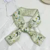 Bufanda Larga de Seda Elegante Floral para Mujer, Versátil, Coleta Floral Fresca, Accesorio para el Cabello de Cinta, Bufanda de Regalo